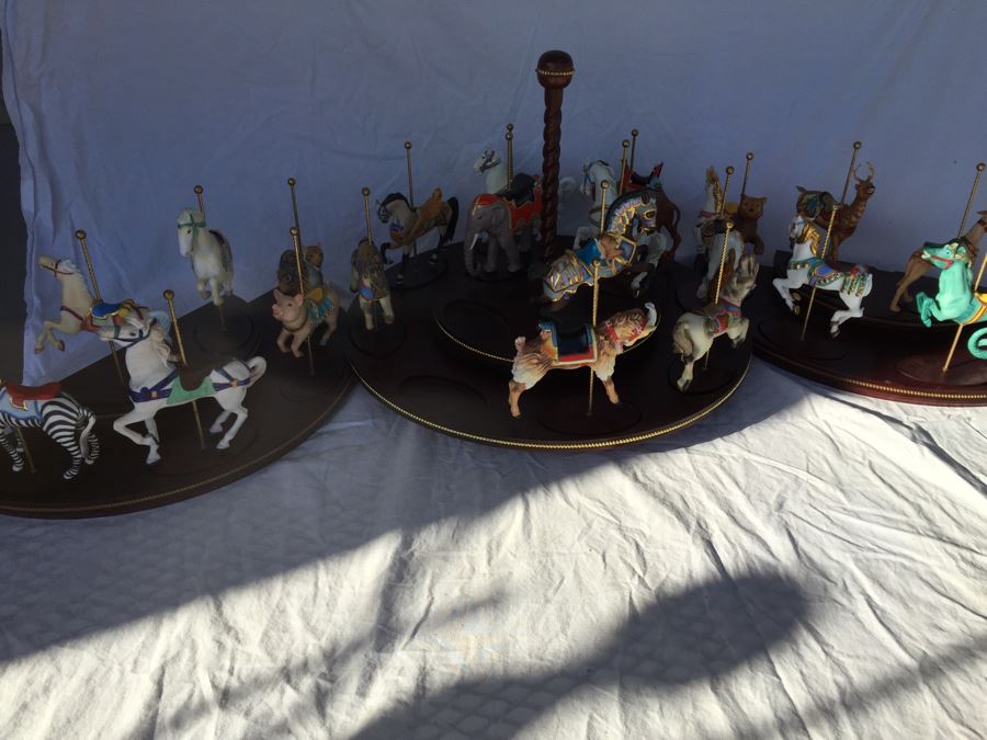 Huge Lot Of Carousel Horses With Wooden Display Stands [Photo 11]