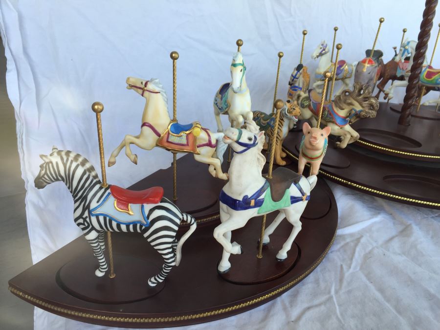 Huge Lot Of Carousel Horses With Wooden Display Stands [Photo 3]