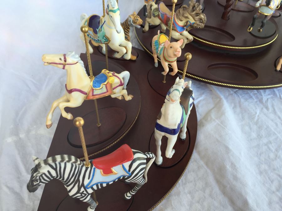 Huge Lot Of Carousel Horses With Wooden Display Stands [Photo 10]