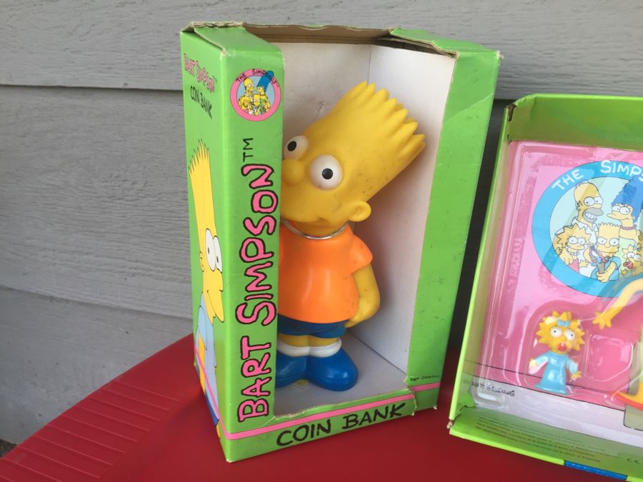 The Simpsons Bendable Figures And Bart Simpson Coin Bank New In Box 1990 [Photo 3]