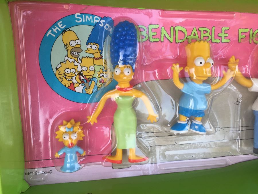 The Simpsons Bendable Figures And Bart Simpson Coin Bank New In Box 1990