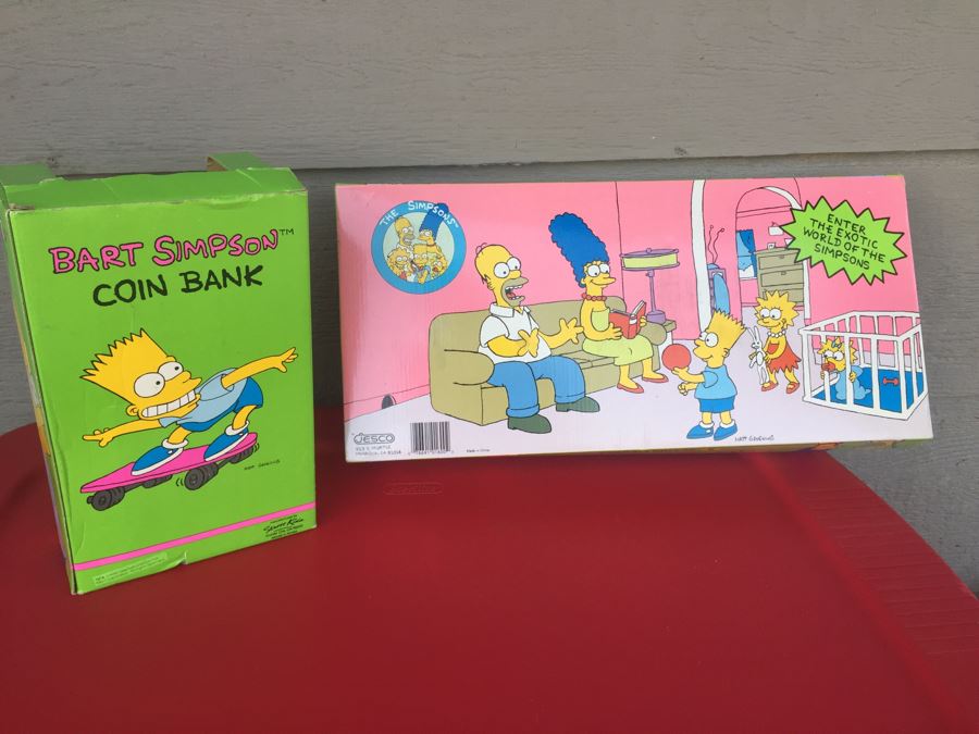 The Simpsons Bendable Figures And Bart Simpson Coin Bank New In Box 1990 [Photo 8]