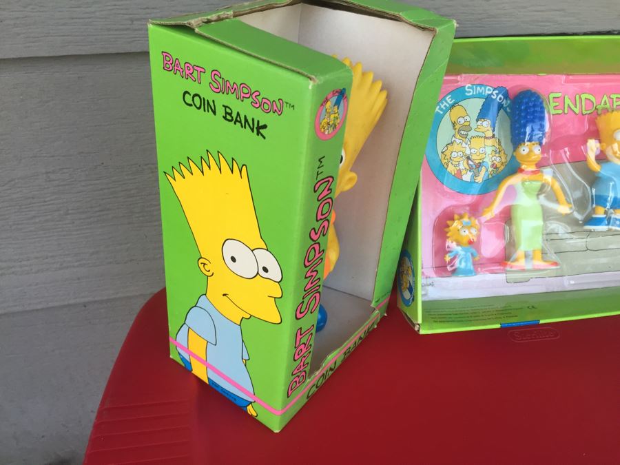 The Simpsons Bendable Figures And Bart Simpson Coin Bank New In Box 1990 [Photo 5]
