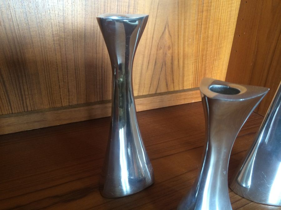(3) Nambe Tri-Corner Candleholders [Photo 3]