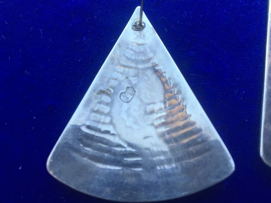 Signed Sterling Silver Native American Earrings Wt:22.5g [Photo 7]