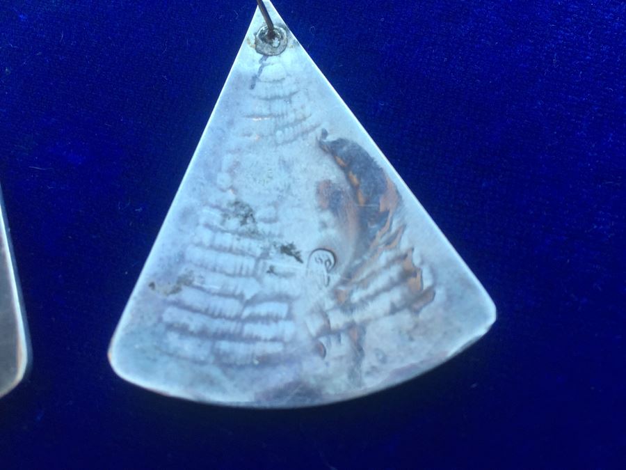 Signed Sterling Silver Native American Earrings Wt:22.5g [Photo 8]