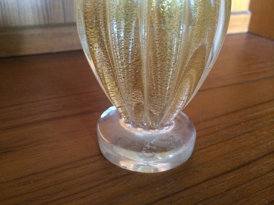 Murano Glass Archimede Seguso Signed Gold Bottle with Top [Photo 3]