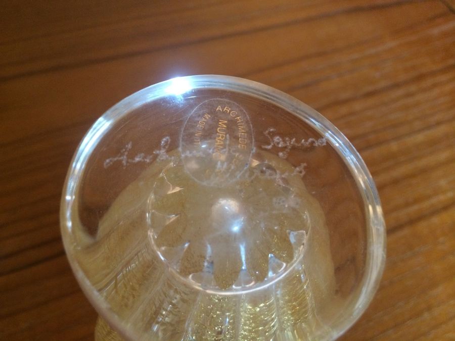 Murano Glass Archimede Seguso Signed Gold Bottle with Top [Photo 8]