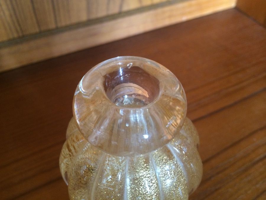Murano Glass Archimede Seguso Signed Gold Bottle with Top [Photo 5]