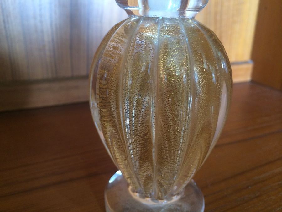 Murano Glass Archimede Seguso Signed Gold Bottle with Top [Photo 2]