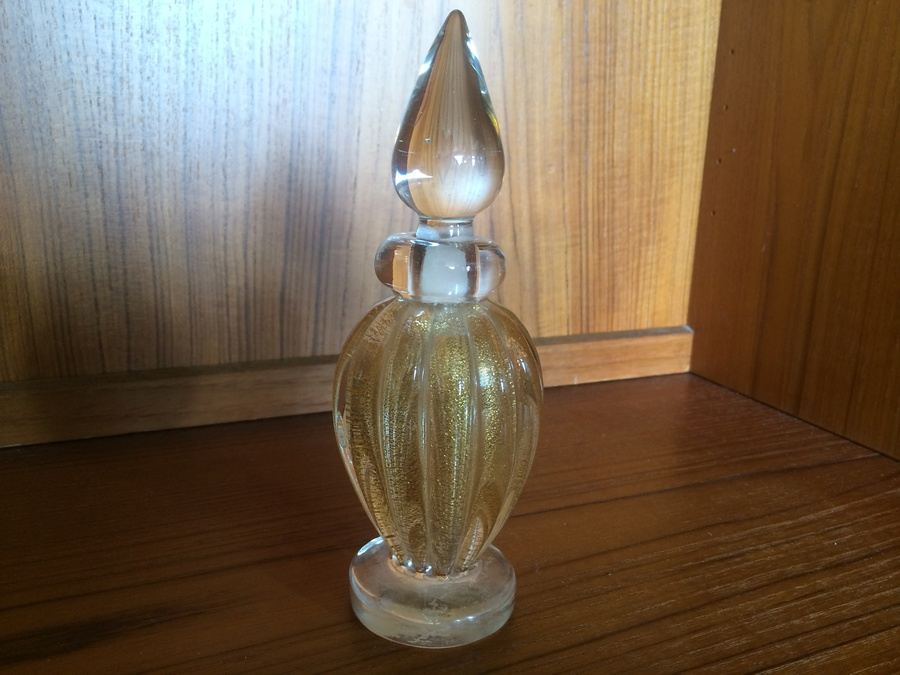 Murano Glass Archimede Seguso Signed Gold Bottle with Top [Photo 1]