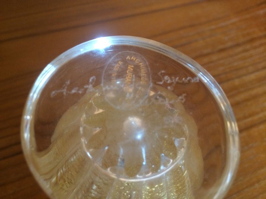 Murano Glass Archimede Seguso Signed Gold Bottle with Top [Photo 7]