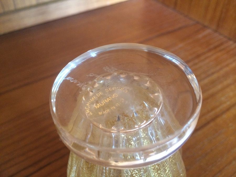 Murano Glass Archimede Seguso Signed Gold Bottle with Top [Photo 10]