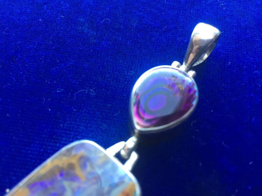 Sterling Silver Opal Pendant Wt:18.2g [Photo 9]