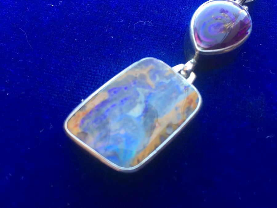 Sterling Silver Opal Pendant Wt:18.2g [Photo 8]