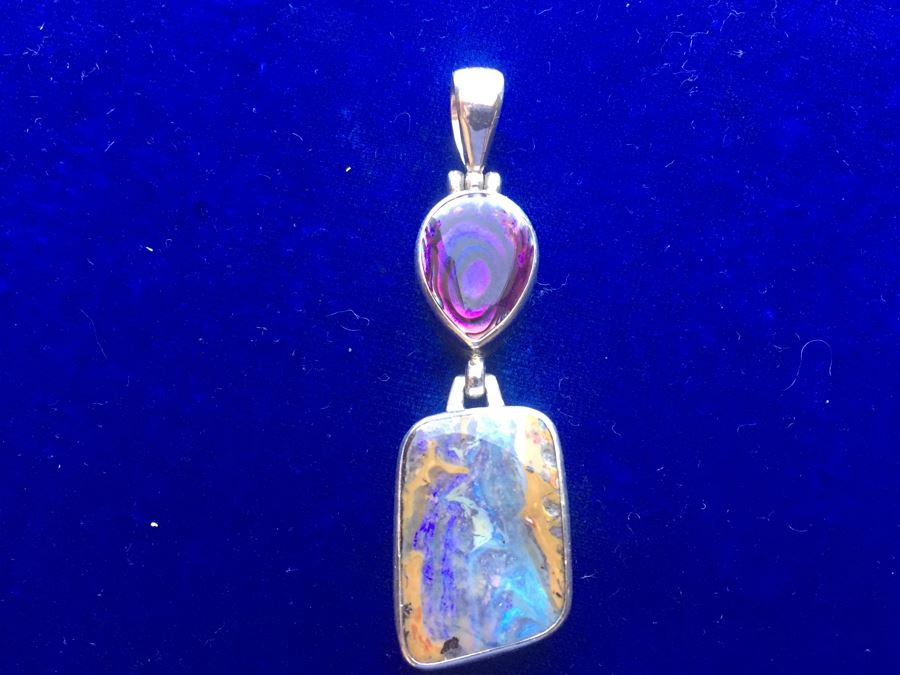 Sterling Silver Opal Pendant Wt:18.2g [Photo 2]