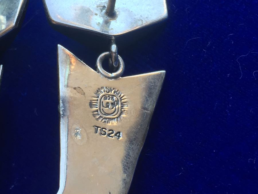 Sterling Silver William Spratling Mid-Century Earrings Wt:14.1g [Photo 3]