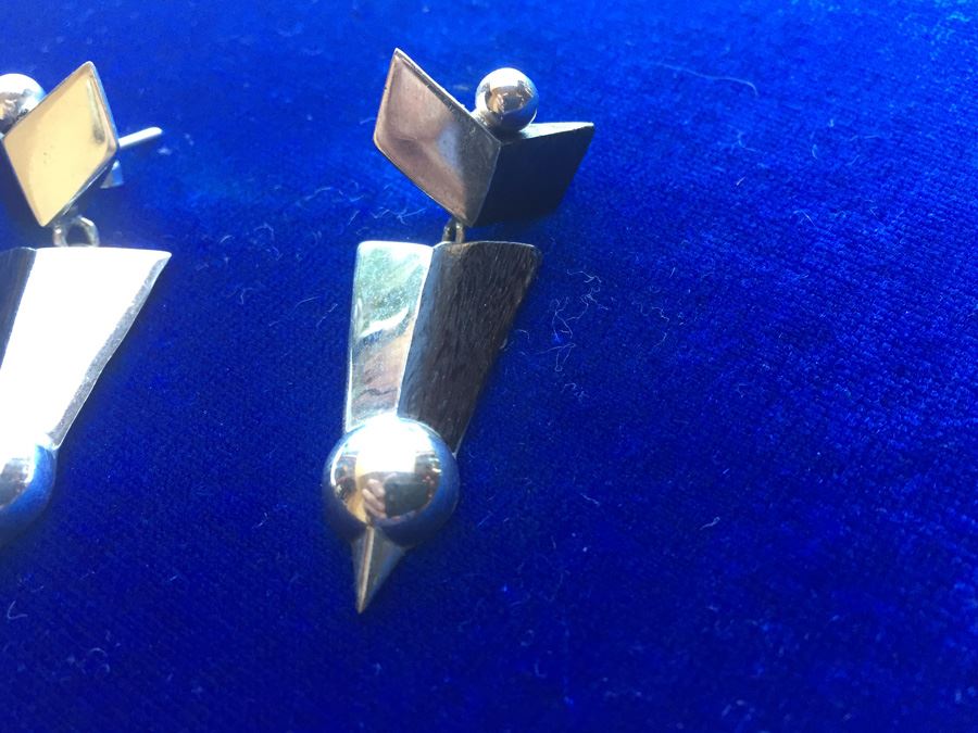 Sterling Silver William Spratling Mid-Century Earrings Wt:14.1g [Photo 4]
