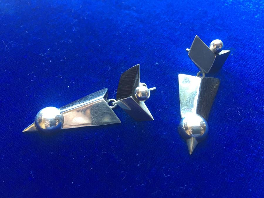 Sterling Silver William Spratling Mid-Century Earrings Wt:14.1g [Photo 6]