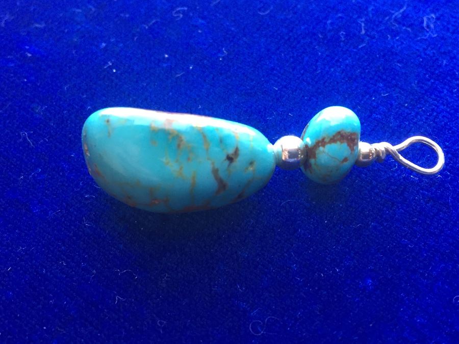 Natural Turquoise Pendant Wt: 5.1g [Photo 3]
