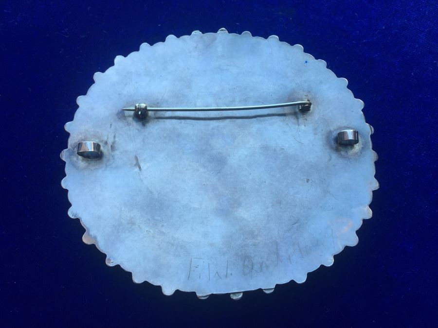 Old Pawn Navajo Turquoise Pin Pendant Wt:40.5g [Photo 8]