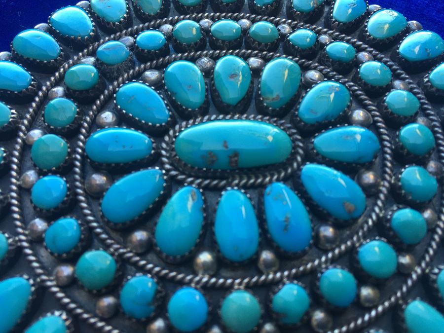 Old Pawn Navajo Turquoise Pin Pendant Wt:40.5g [Photo 2]