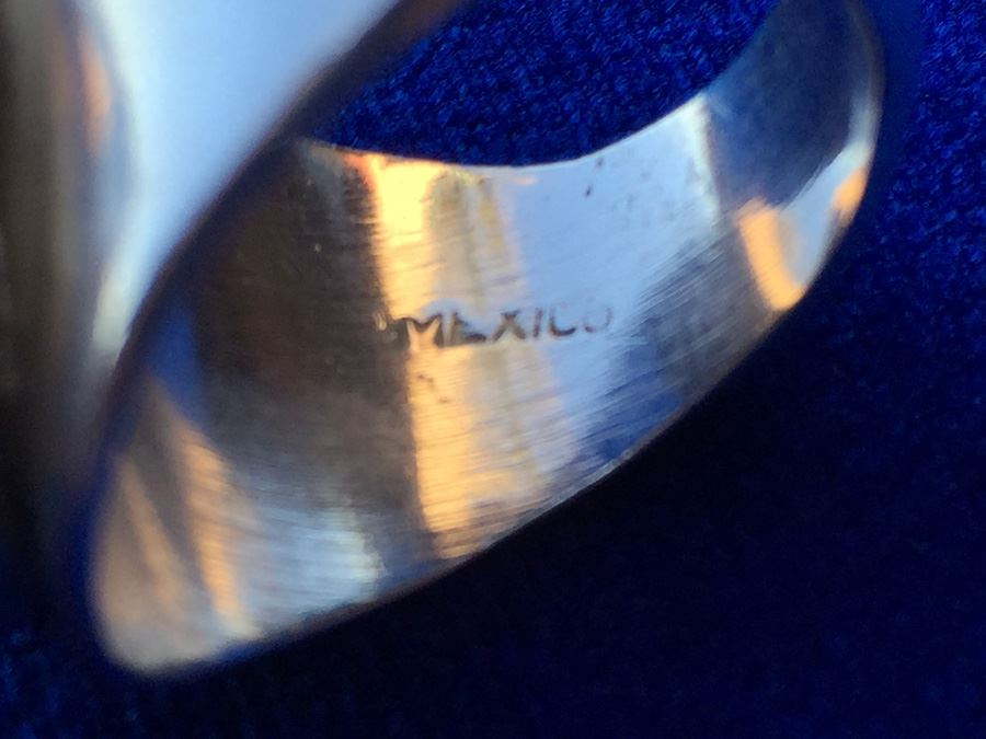 Mexican Sterling Silver Modernist Rhodocrosite Ring Wt:12.2g [Photo 11]