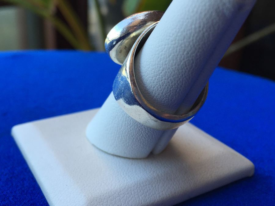 Mexican Sterling Silver Modernist Rhodocrosite Ring Wt:12.2g [Photo 8]