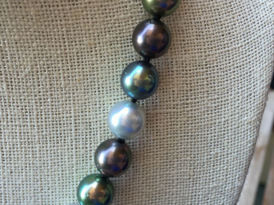 Original Tahitian Multi Colored Pearls 18in Robert Wan With Original Tag Wt:61.8g [Photo 22]