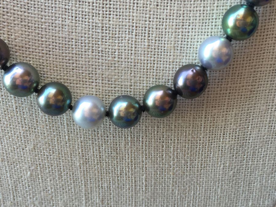 Original Tahitian Multi Colored Pearls 18in Robert Wan With Original Tag Wt:61.8g [Photo 19]