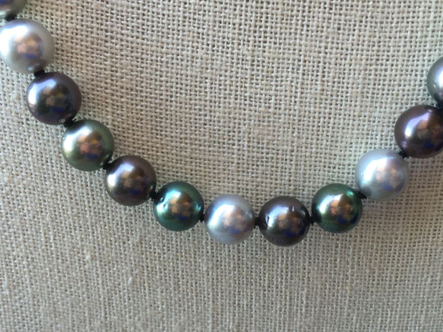 Original Tahitian Multi Colored Pearls 18in Robert Wan With Original Tag Wt:61.8g [Photo 13]