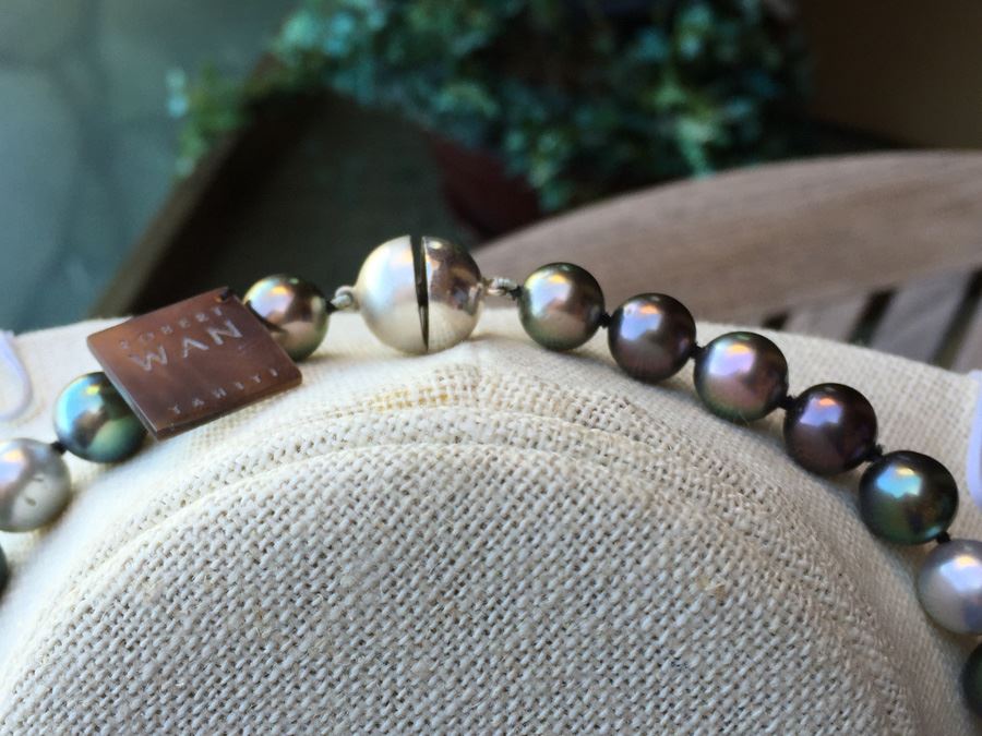 Original Tahitian Multi Colored Pearls 18in Robert Wan With Original Tag Wt:61.8g [Photo 25]