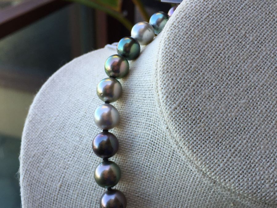 Original Tahitian Multi Colored Pearls 18in Robert Wan With Original Tag Wt:61.8g [Photo 23]