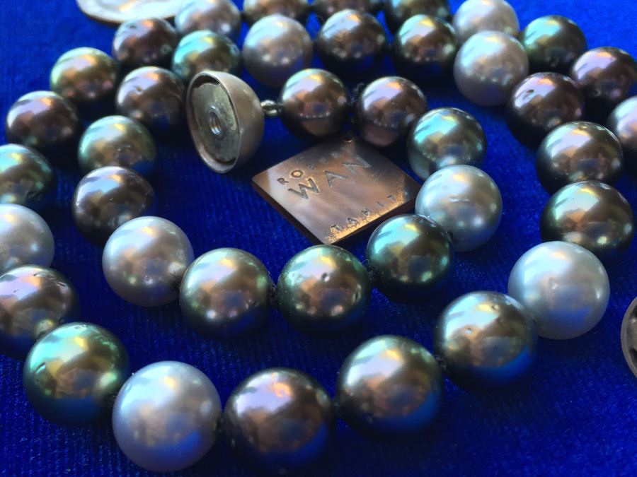Original Tahitian Multi Colored Pearls 18in Robert Wan With Original Tag Wt:61.8g [Photo 32]
