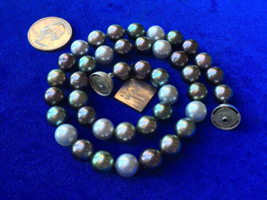 Original Tahitian Multi Colored Pearls 18in Robert Wan With Original Tag Wt:61.8g [Photo 28]