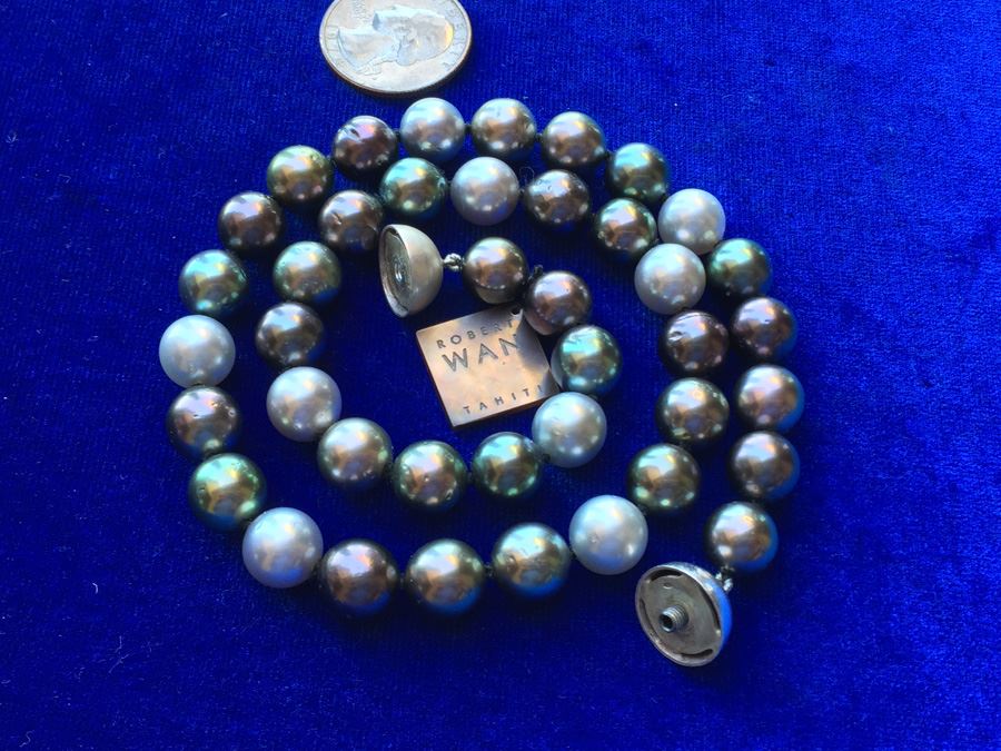 Original Tahitian Multi Colored Pearls 18in Robert Wan With Original Tag Wt:61.8g [Photo 29]