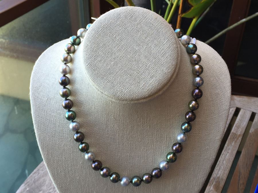 Original Tahitian Multi Colored Pearls 18in Robert Wan With Original Tag Wt:61.8g [Photo 17]