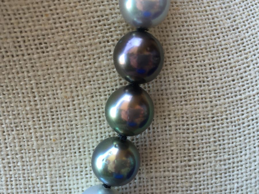 Original Tahitian Multi Colored Pearls 18in Robert Wan With Original Tag Wt:61.8g [Photo 15]
