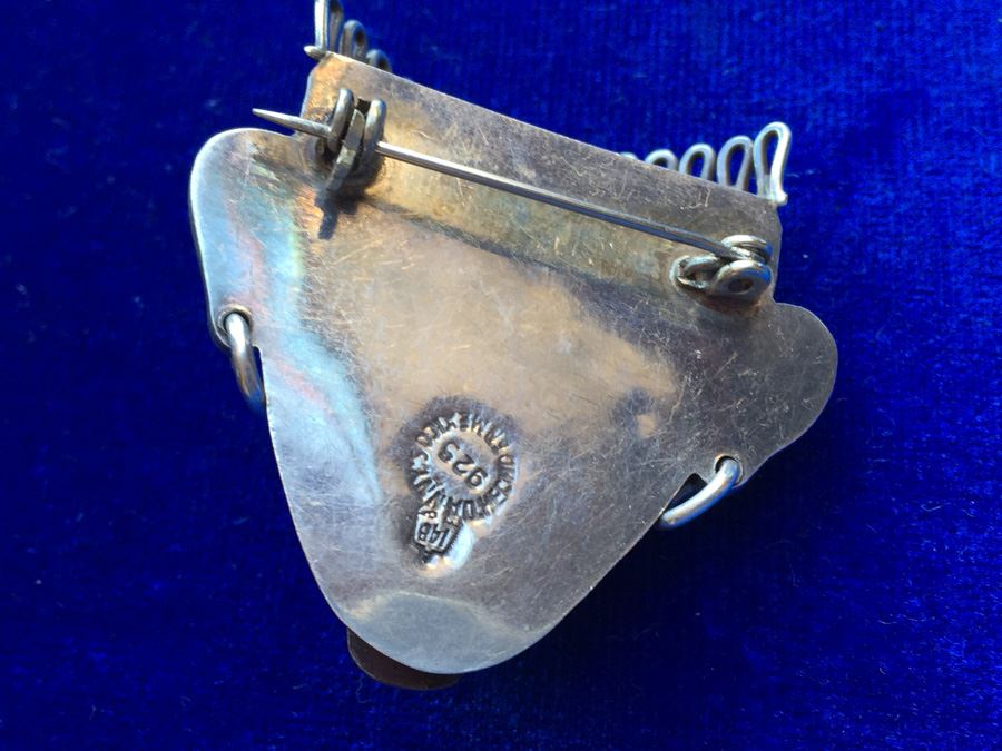 Mexican Sterling Silver Aztec Mask Pen Wt:14.4g [Photo 4]