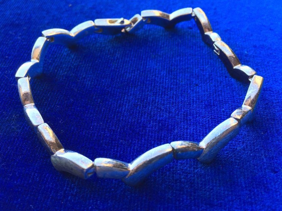 Sterling Silver Link Bracelet Signed JOA Wt:25.5g [Photo 4]