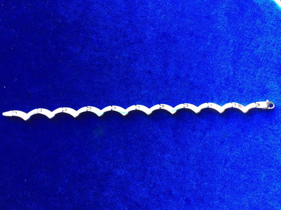 Sterling Silver Link Bracelet Signed JOA Wt:25.5g [Photo 2]