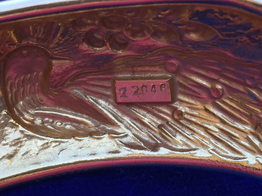 23k Gold Peacock Repoussé Design Bracelet In Cartouche Wt:22.4g [Photo 3]