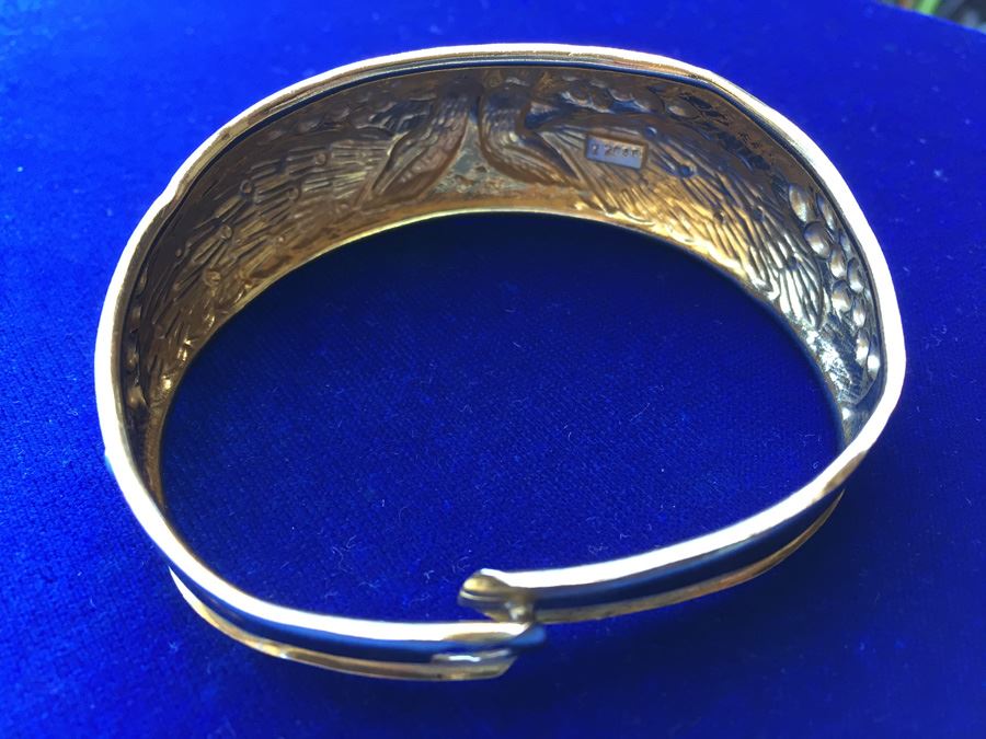 23k Gold Peacock Repoussé Design Bracelet In Cartouche Wt:22.4g [Photo 5]