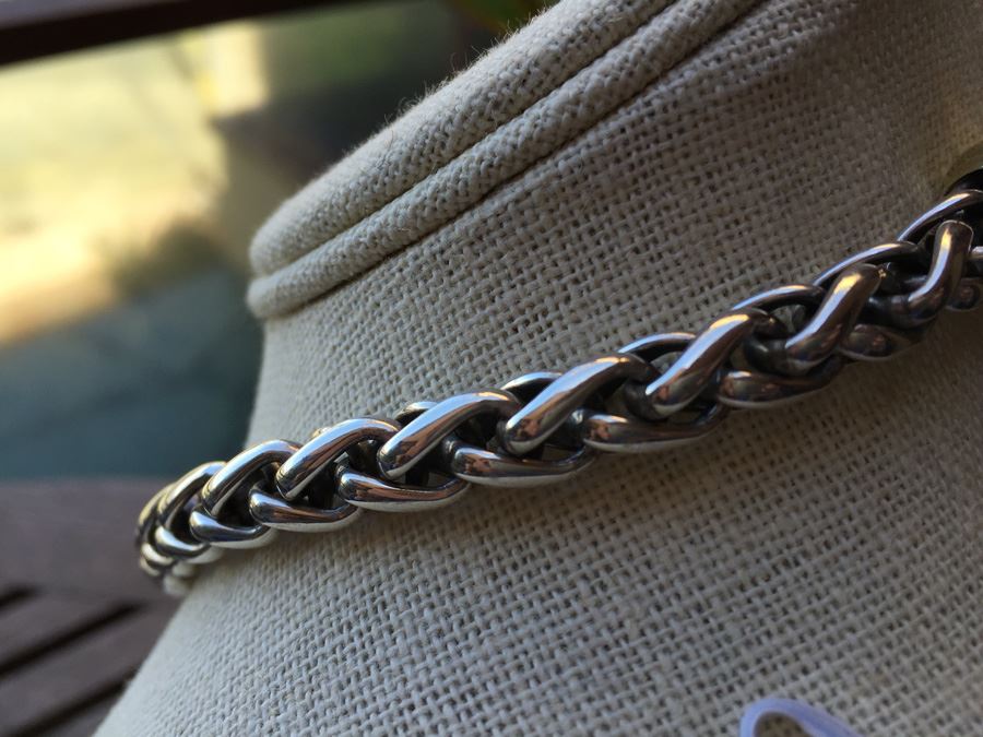 David Yurman Wheat Chain Sterling Silver 14K Gold Clasp Wt:91.9g [Photo 6]
