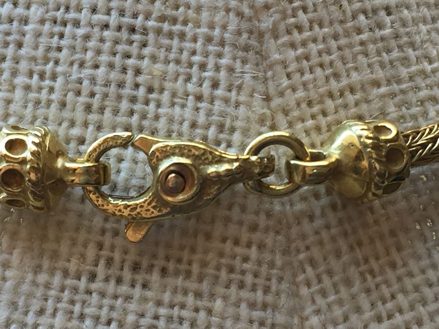 18k Yellow Gold Necklace Adorned With Pendant Italy Wt:20.2g [Photo 8]