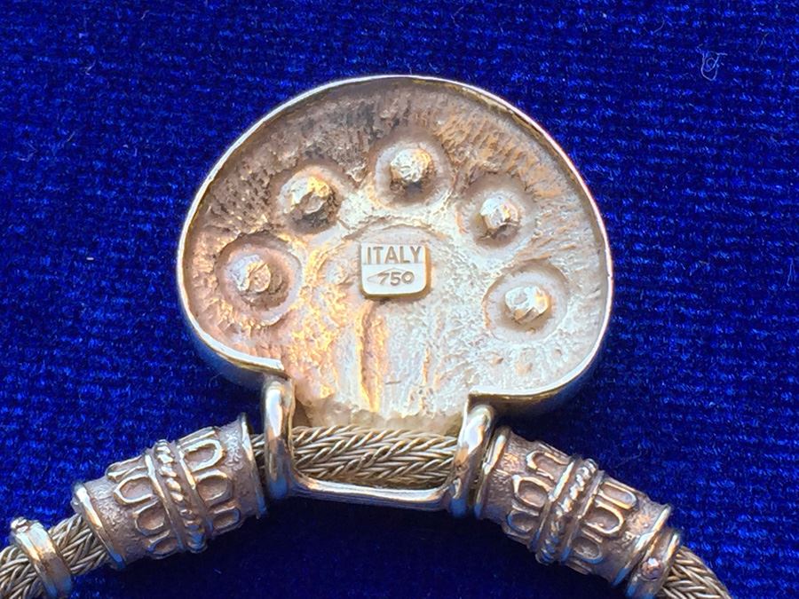 18k Yellow Gold Necklace Adorned With Pendant Italy Wt:20.2g [Photo 10]