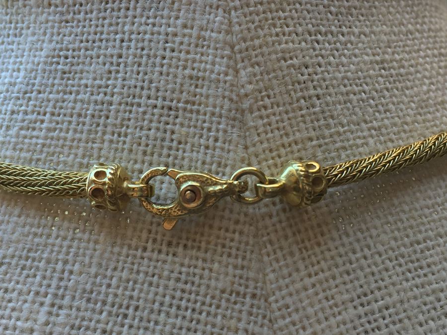 18k Yellow Gold Necklace Adorned With Pendant Italy Wt:20.2g [Photo 7]