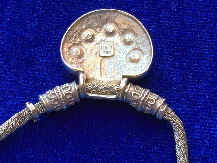 18k Yellow Gold Necklace Adorned With Pendant Italy Wt:20.2g [Photo 11]