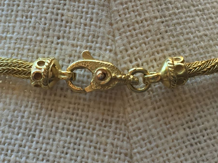 18k Yellow Gold Necklace Adorned With Pendant Italy Wt:20.2g [Photo 9]