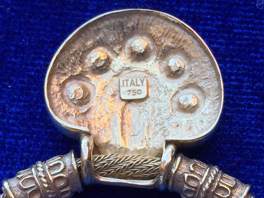 18k Yellow Gold Necklace Adorned With Pendant Italy Wt:20.2g [Photo 3]